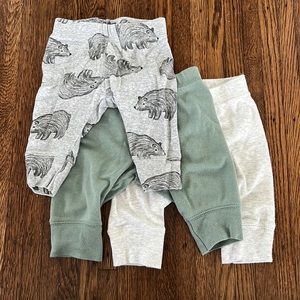 Set of pants, Heather grey, sage and grey bears